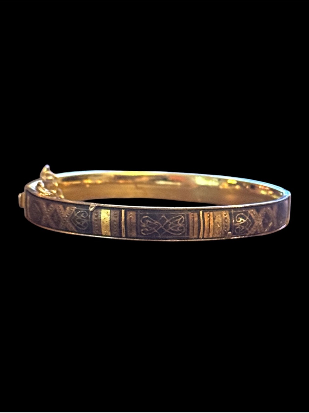 Vintage damacene hinged bangle bracelet